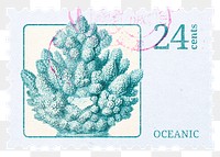 PNG aesthetic postage stamp sticker, ephemera coral collage element, transparent background, remixed by rawpixel