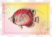 Fish png post stamp sticker, transparent background