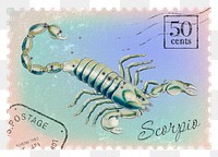 Scorpio png post stamp sticker, transparent background