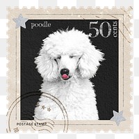 Poodle png post stamp sticker, transparent background