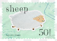 Sheep png post stamp sticker, transparent background