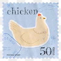 Chicken png post stamp sticker, transparent background