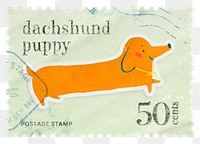 Dachshund png post stamp sticker, transparent background