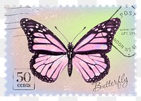 Butterfly png post stamp sticker, transparent background