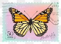 Butterfly png post stamp sticker, transparent background