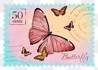 Butterfly png post stamp sticker, transparent background