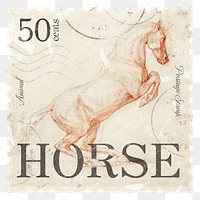 George Stubbs drawing, png postage stamp, transparent background, remixed by rawpixel