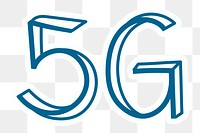 5G png word sticker typography, transparent background