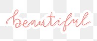 Beautiful png word sticker typography, transparent background