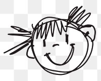 Smiling girl png doodle sticker, cute drawing on transparent background