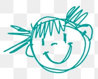 Smiling girl png doodle sticker, cute drawing on transparent background