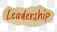 Leadership png word sticker, ripped paper typography, transparent background