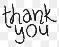 Thank you png word sticker, handwritten typography, transparent background