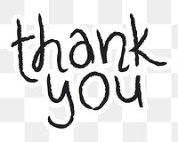 Thank you png word sticker typography, transparent background