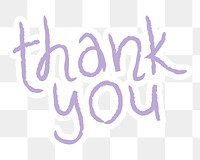 Thank you png word sticker typography, transparent background