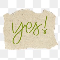 Yes! png word sticker, ripped paper typography, transparent background