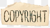 Copyright png word sticker, ripped paper typography, transparent background