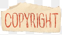 Copyright png word sticker, ripped paper typography, transparent background