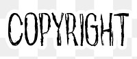 Copyright png word sticker typography, transparent background