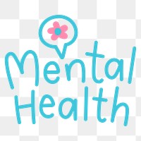 Mental health png word sticker, handwritten typography, transparent background