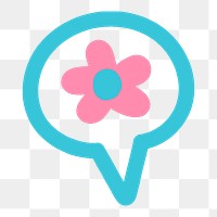 Flower speech png bubble sticker, doodle illustration on transparent background