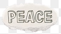 Peace png word sticker, ripped paper typography, transparent background