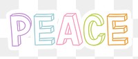 Peace png word sticker typography, transparent background