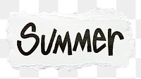 Summer png word sticker, ripped paper typography, transparent background