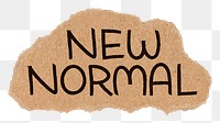 New normal png word sticker, ripped paper typography, transparent background