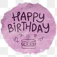 Happy Birthday png word sticker, ripped paper typography, transparent background