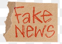 Fake news png word sticker, ripped paper typography, transparent background