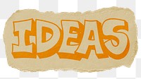 Ideas png word sticker, ripped paper typography, transparent background