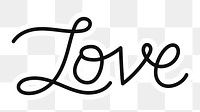 Love png word sticker typography, transparent background