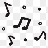 Musical notes png sticker, black doodle on transparent background