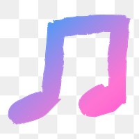 Musical note png sticker, purple doodle on transparent background