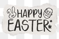 Happy Easter png word sticker, ripped paper typography, transparent background