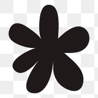 Black flower png sticker, cute shape on transparent background