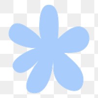 Blue flower png sticker, cute shape on transparent background 