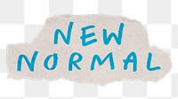 New normal png word sticker, ripped paper typography, transparent background