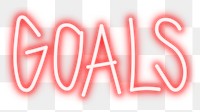 Goals png neon word sticker, handwritten typography, transparent background