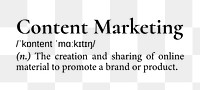 Content marketing png dictionary word sticker, transparent background