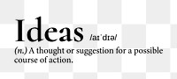 Ideas png dictionary word sticker, transparent background