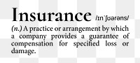 Insurance png dictionary word sticker, transparent background