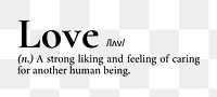 Love png dictionary word sticker, transparent background