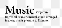 Music png dictionary word sticker, transparent background