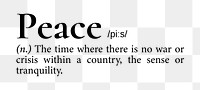 Peace png dictionary word sticker, transparent background