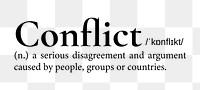 Conflict png dictionary word sticker, transparent background