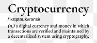 Cryptocurrency png dictionary word sticker, transparent background