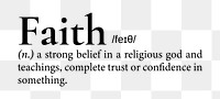 Faith png dictionary word sticker, transparent background