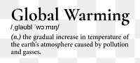 Global warming png dictionary word sticker, transparent background